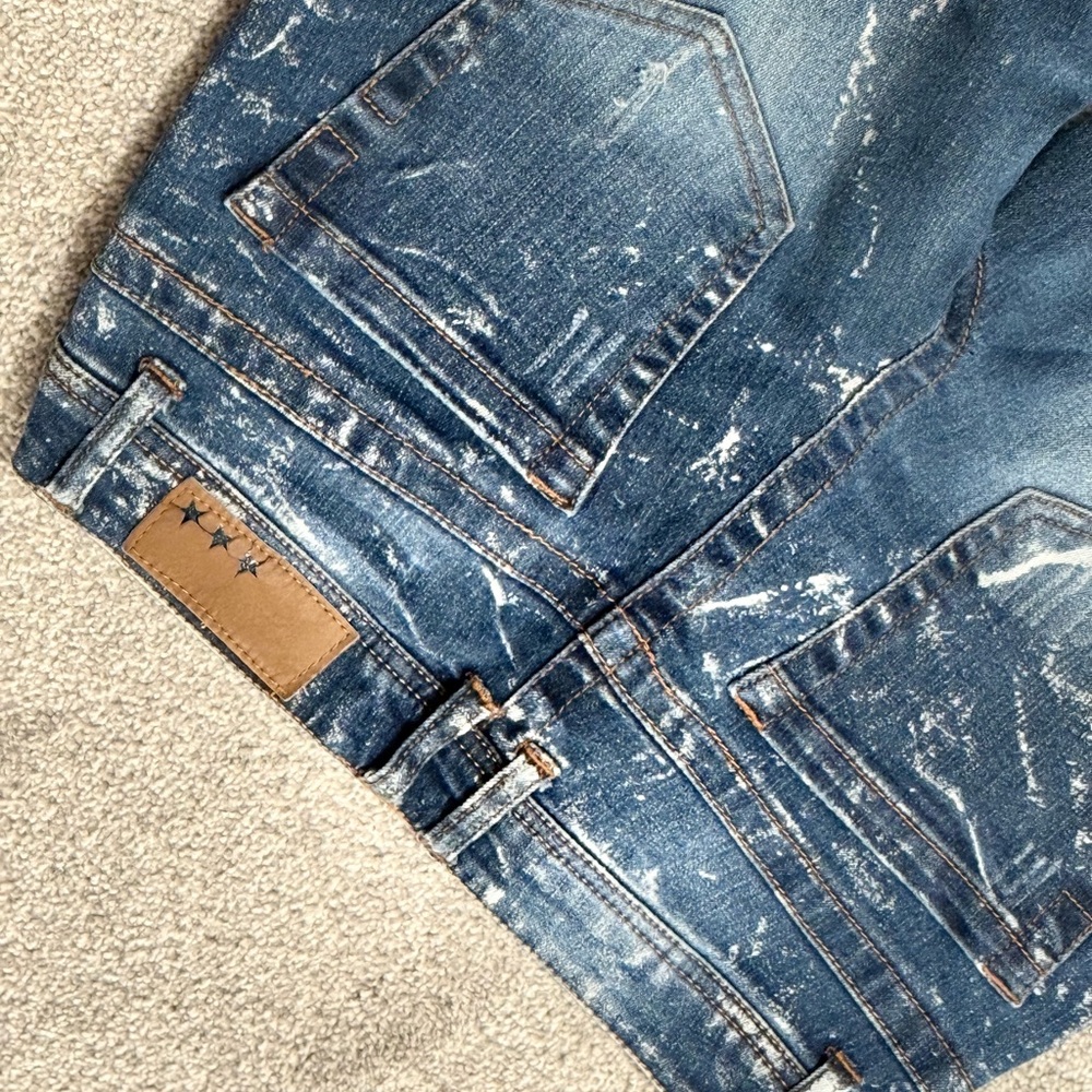 Celebrity Pink Light Blue Distressed Denim Skirt